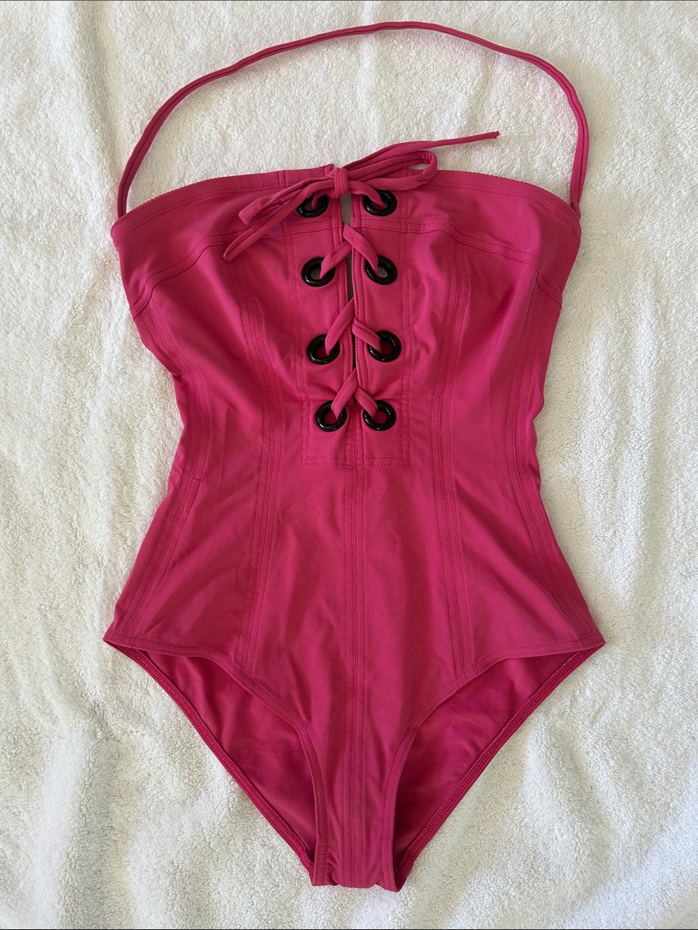 Eres Nikko Mila Lace-Up Bandeau Bathing Suit PINK Great Condition